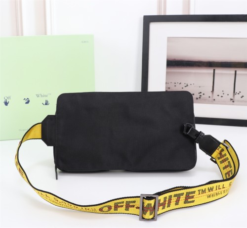 Off White New Double Pocket Waist Bag Fashion Black Crossbody Bag Size:30*16*5CM