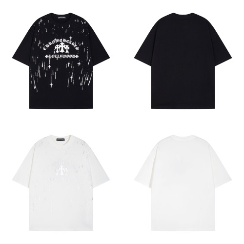 Chrome Hearts High Street Speckle Cross Print Short Sleeve Unisex Casual T-shirt