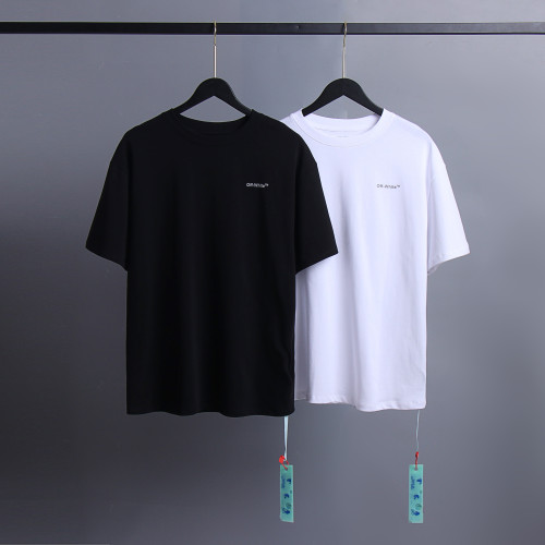 Off White Simple Short Sleeve Unisex Street Cotton Solid Tee