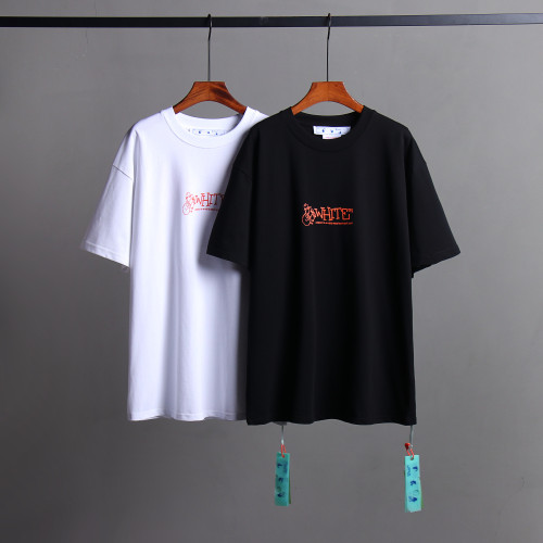 Off White Fashion Back Graffiti Short Sleeve Unisex Casual Street T-shirt