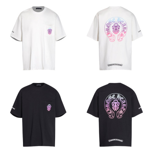 Chrome Hearts Gradient Sword Print Short Sleeve Couple Versatile Casual T-shirt