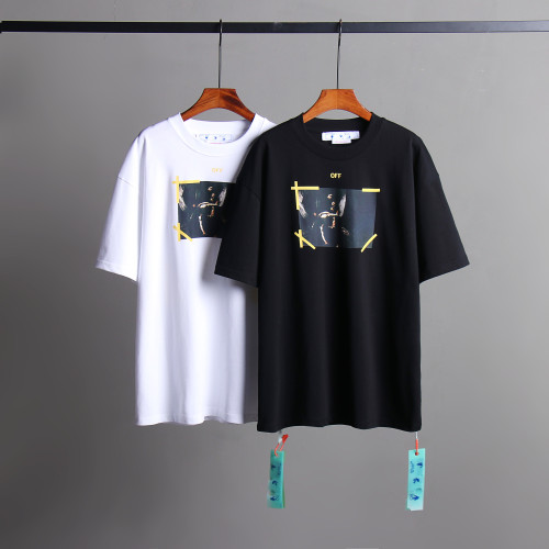 Off White Simple T-shirt Unisex Casual Street Short Sleeve