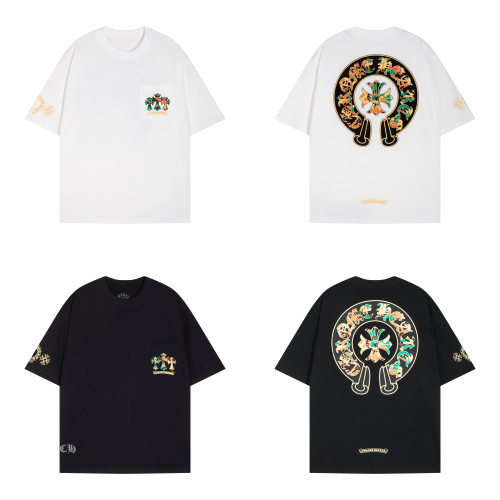 Chrome Hearts Fashion Horseshoe Cross Print Short Sleeve Unisex Casual Versatile T-shirt