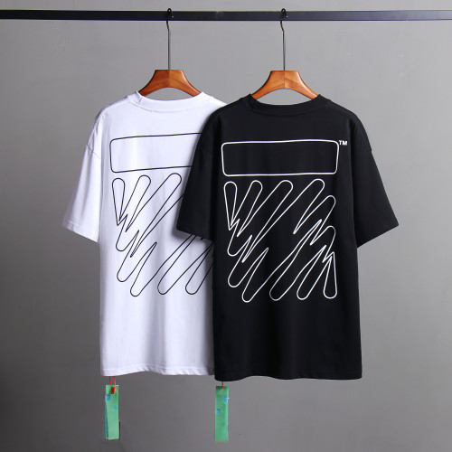 Off White Simple Short Sleeve Unisex Street Cotton Solid Tee