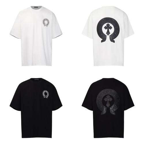 Chrome Hearts Heavy Industry Cross Sheepskin Embroidered Short Sleeve Couple Versatile Casual T-shirt