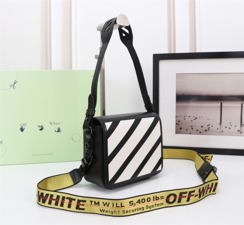 Off White Black Leather White Stripe Handbag Fashion Classic Shoulder Bag Size:18*16*9CM