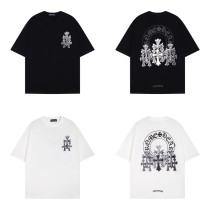Chrome Hearts Classic Horseshoe Cross Print Short Sleeve Unisex Casual Versatile T-shirt