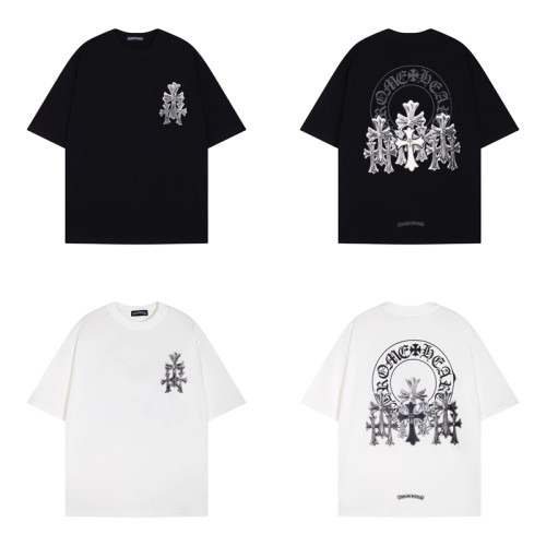 Chrome Hearts Classic Horseshoe Cross Print Short Sleeve Unisex Casual Versatile T-shirt