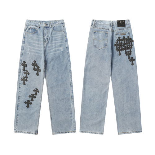 Chrome Hearts Vintage Washed Jeans Unisex Casual Street Pants