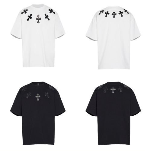 Chrome Hearts Classic Leather Cross Short Sleeve Unisex Casual Versatile T-shirt