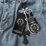 Chrome Hearts Colored Cross Straight Distressed Heavy Washed Denim Trousers