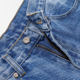 Chrome Hearts Washed Hand Painted Distressed Colored Cross Jeans