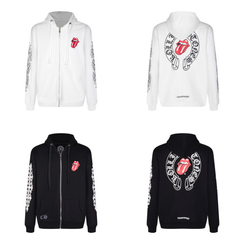 Chrome Hearts Classic Horseshoe Tongue Printed Zipper Hoodie Couple Casual Versatile Sports Coat