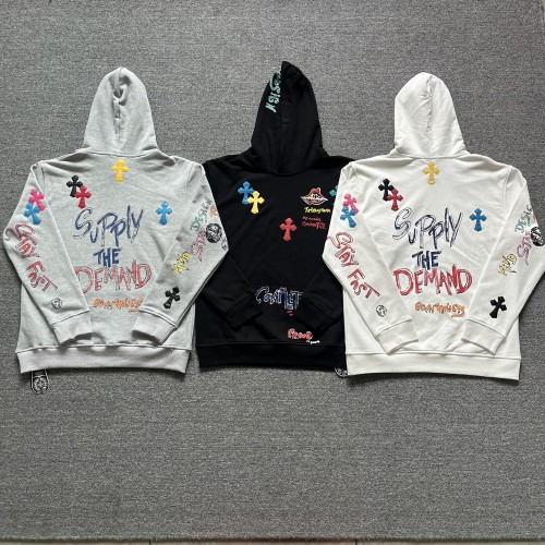 Chrome Hearts Cross Leather Graffiti Hoodie Couple Casual Versatile Sweatshirt