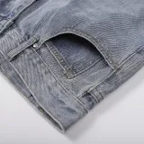 Chrome Hearts Unisex Washed Distressed Cross Leather Jeans