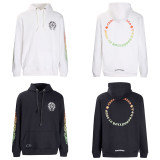 Chrome Hearts Yellow Green Gradient Letter Horseshoe Flower Arm Cross Hooded Hoodie