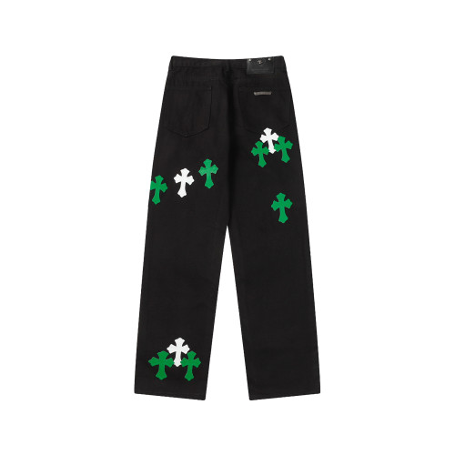 Chrome Hearts Vintage Washed Black Jeans Unisex Casual Classic Pants