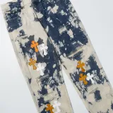 Chrome Hearts Fashion Street Washed Tie-dyed Jeans Unisex Distressed Colored Cross Pants