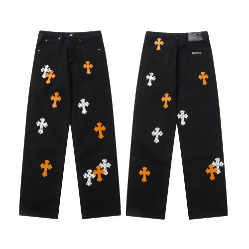 Chrome Hearts Orange Cross Logo Jeans Unisex Casual Street Pants