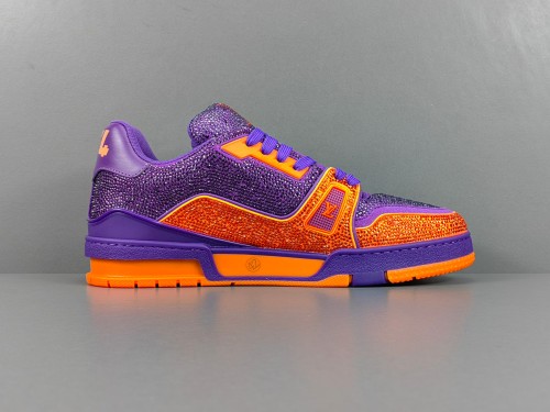 Louis Vuitton Trainer Fashion Low Casual Board Shoes Men Rhinestone Rendering Sneakers
