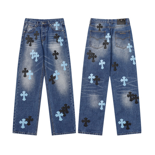 Chrome Hearts Classic Fashion Logo Jeans Unisex Casual Pants