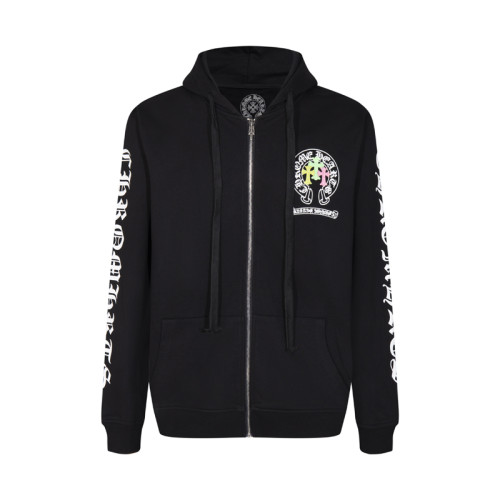 Chrome Hearts Colorful Cross Letter Flower Arm Horseshoe Zipper Sweater