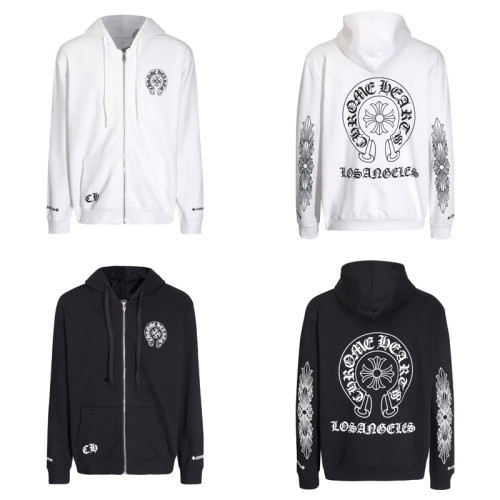 Chrome Hearts Classic Cross Letter Flower Arm Horseshoe Zipper Hoodie