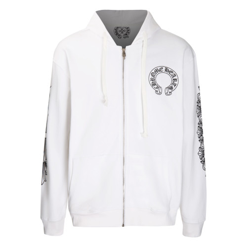 Chrome Hearts Classic Horseshoe Cross Print Zipper Hoodie Couple Casual Versatile Sports Coat