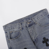 Chrome Hearts Distressed Washed Jeans Unisex Casual Street Pants