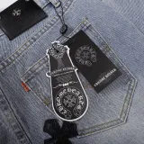 Chrome Hearts Unisex Washed Distressed Cross Leather Jeans