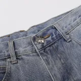Chrome Hearts Unisex Washed Distressed Cross Leather Jeans