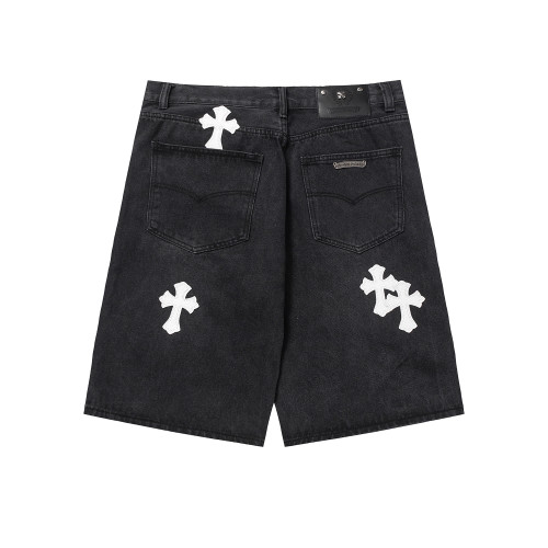 Chrome Hearts Washed Vintage Denim Shorts Unisex Casual Street Black Pants