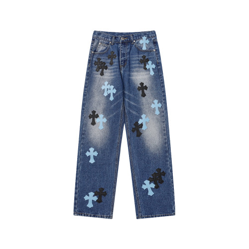 Chrome Hearts Classic Fashion Logo Jeans Unisex Casual Pants