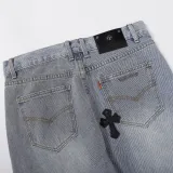 Chrome Hearts Unisex Washed Distressed Cross Leather Jeans