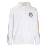Chrome Hearts Yellow Green Gradient Letter Horseshoe Flower Arm Cross Hooded Hoodie