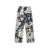 Chrome Hearts Fashion Street Washed Tie-dyed Jeans Unisex Distressed Colored Cross Pants