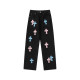 Chrome Hearts Colored Leather Pants Unisex Black Washed Jeans