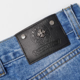 Chrome Hearts Washed Hand Painted Distressed Colored Cross Jeans