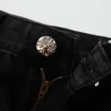 Chrome Hearts Colored Leather Pants Unisex Black Washed Jeans