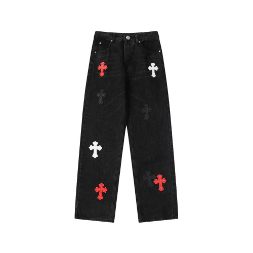 Chrome Hearts Classic Logo Jeans Unisex Casual Distressed Pants