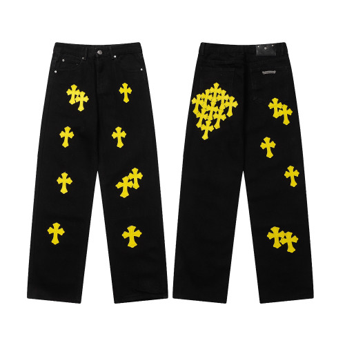 Chrome Hearts New Fashion Pants Unisex Casual Distressed Jeans