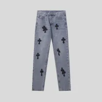 Chrome Hearts Distressed Washed Jeans Unisex Casual Street Pants