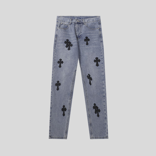 Chrome Hearts Distressed Washed Jeans Unisex Casual Street Pants