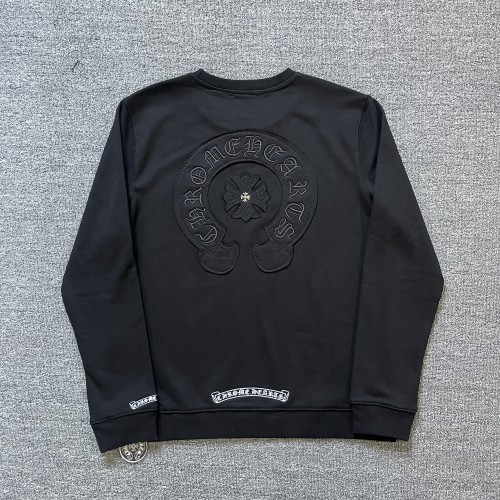 Chrome Hearts Heavy Industry Embroidered Patch Round Neck Sweater Couple Casual Pullover Sweatshirt