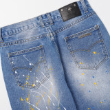 Chrome Hearts Washed Hand Painted Distressed Colored Cross Jeans