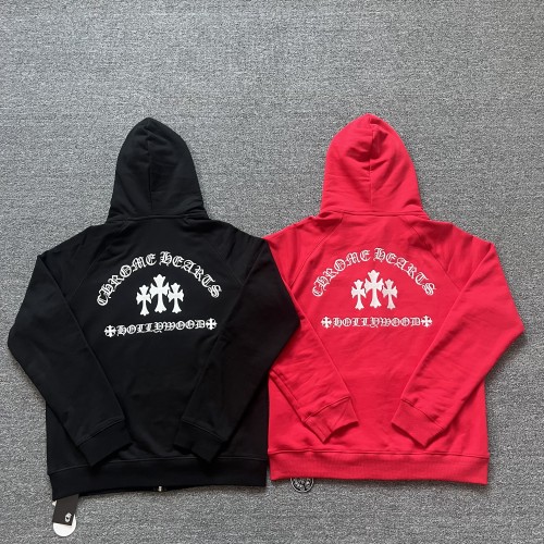 Chrome Hearts Embroidered Cross Hooded Zipper Couple Casual Versatile Sports Coat