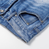 Chrome Hearts Washed Hand Painted Distressed Colored Cross Jeans