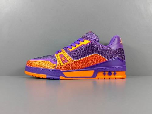 Louis Vuitton Trainer Fashion Low Casual Board Shoes Men Rhinestone Rendering Sneakers
