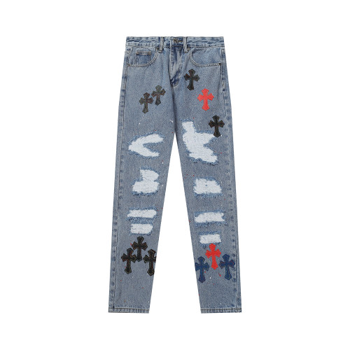 Chrome Hearts Fashion Vintage Jeans Unisex Street Casual Pants