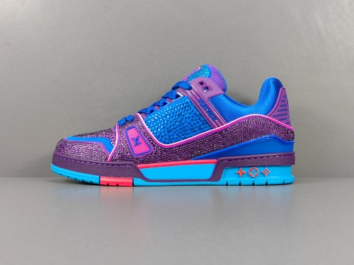 Louis Vuitton Trainer Fashion Low Casual Board Shoes Men Rhinestone Rendering Sneakers